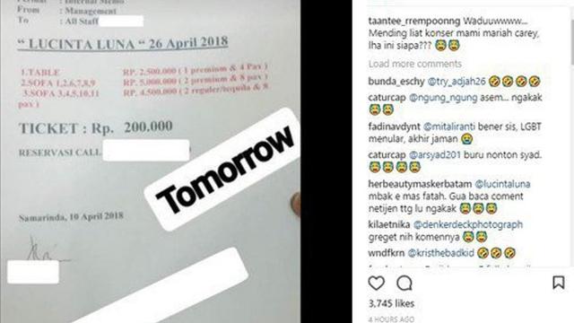 Fantastis Harga Tiket Pertunjukan Lucinta Luna - Celeb ...