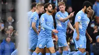 Manchester City merayakan gol ke gawang Leicester City di Boxing Day Liga Inggris (AFP)