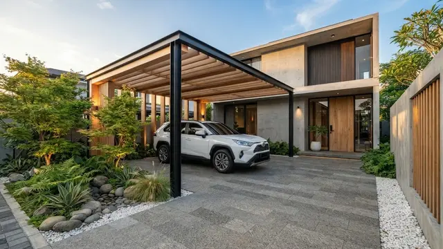 Model Carport Bergaya Japandi Modern
