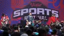 Band Pee Wee Gaskins menghibur pengunjung Vidio Sports Festival di Plaza Timur Senayan, Jakarta, pada Sabtu (18/10/2025). (Bola.com/M Iqbal Ichsan)