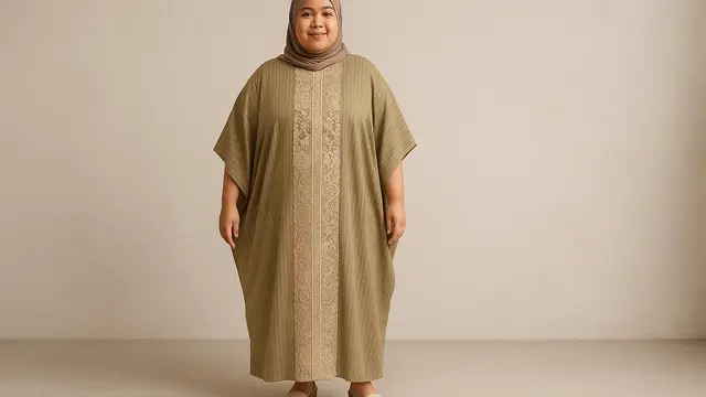 Model Dress Brokat untuk Orang Gemuk dan Pendek Berhijab/Ilustrasi gambar AI