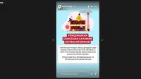Tangkapan layar IG Story Instagram OJK mengenai gangguan pada situs resminya, Senin (2/10/2023) (Instagram @ojkindonesia)