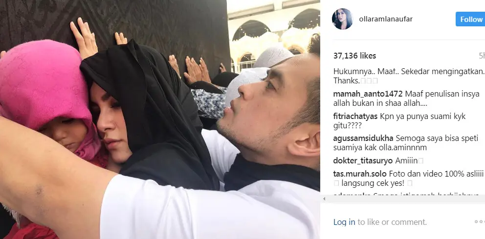 Olla Ramlan dicibir karena pamer foto ibadah (Instagram)