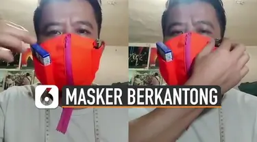 Warga Indonesia memang sangat kreatif. Terbukti pria ini bisa membuat masker berkantong yang dapat diisi beberapa barang.