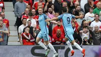 Kevin De Bruyne membawa Manchester City berada pada puncak klasemen sementara Premier League dengan 12 poin dari empat laga. (Reuters/Phil Noble)