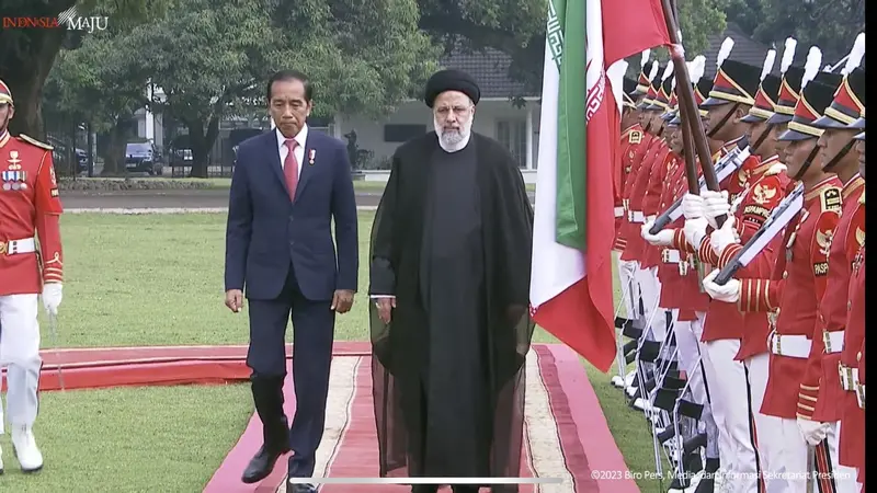 Presiden Joko Widodo (Jokowi) bertemu Presiden Republik Islam Iran Seyyed Ebrahim Raisi di Istana Kepresidenan Bogor, Selasa (23/5/2023).