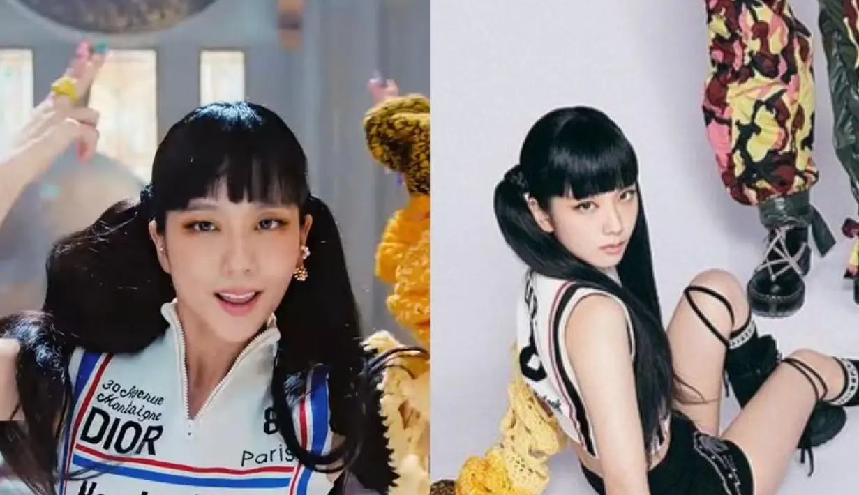 Bintang Snowdrop itu juga memakai sejumlah koleksi terbaru dari DIOR Fall 2022. Seperti sleeveless cropped top, ground ankle boots, hingga kaos kaki dengan detail pita. (YouTube/blackpink).