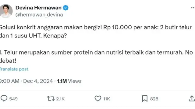 Chef Devina Hermawan Usulkan 2 Menu Simpel Buar Program Makan Bergizi Gratis