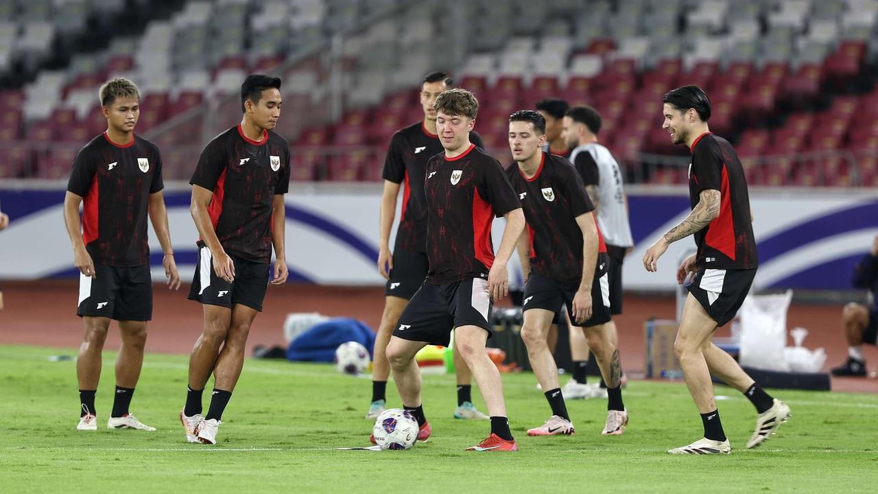 Latihan terakhir Timnas Indonesia sebelum lawan Bahrain