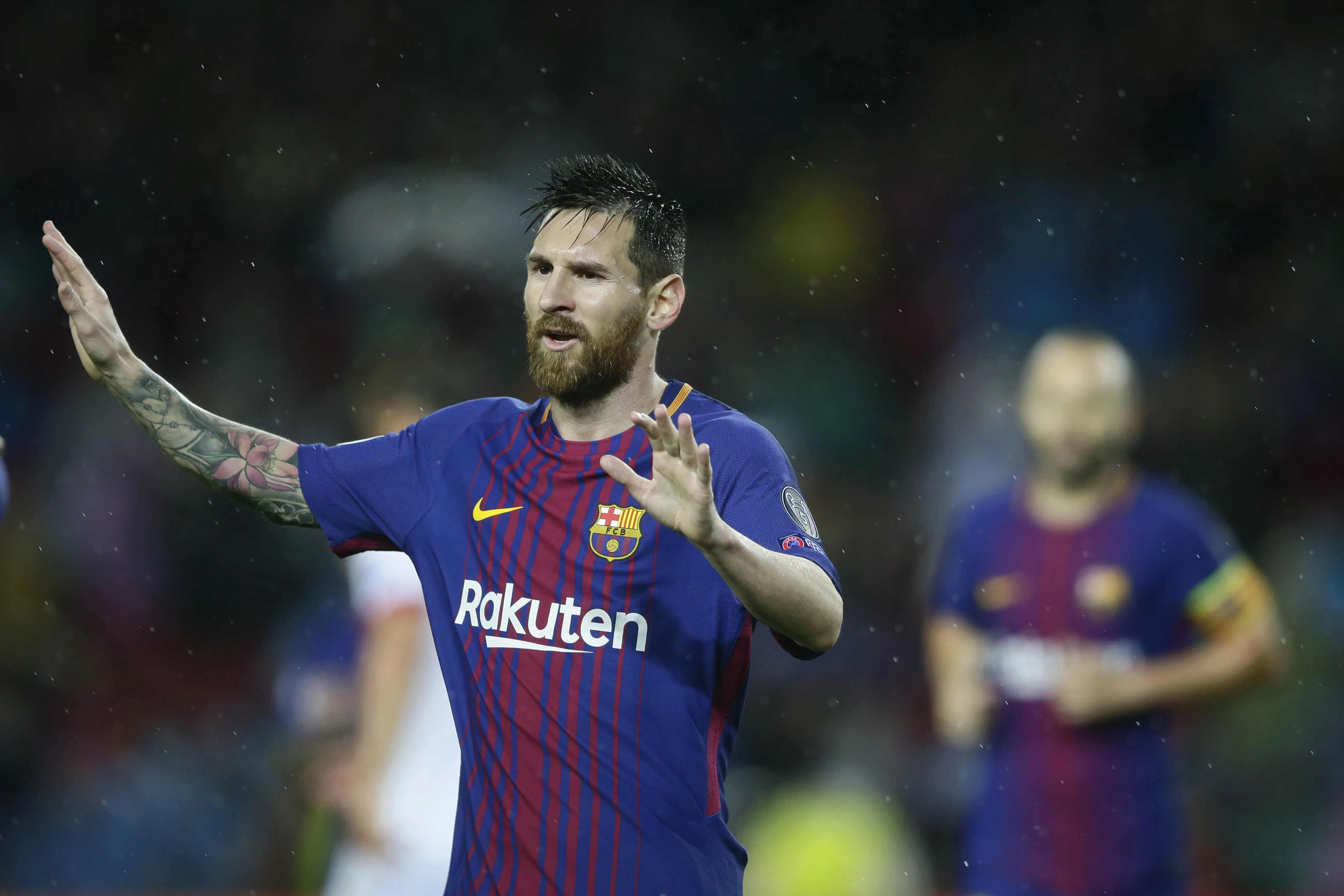 Selebrasi bintang Barcelona, Lionel Messi (AP Photo/Manu Fernandez)