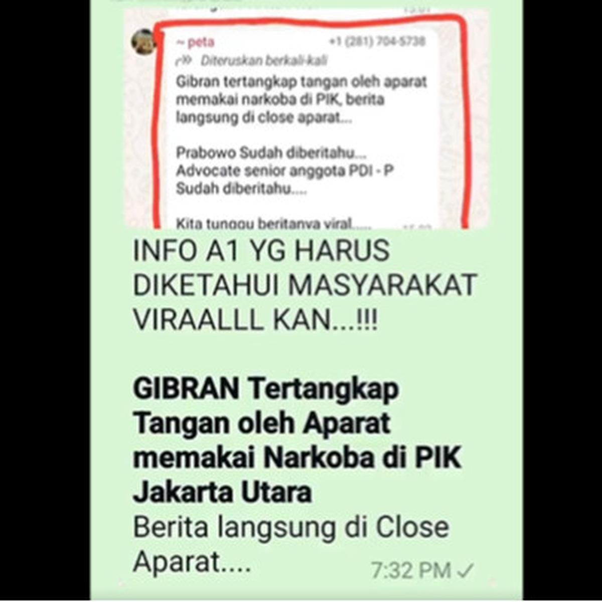 Cek Fakta Gibran Rakabuming Tertangkap Pakai Narkoba di PIK