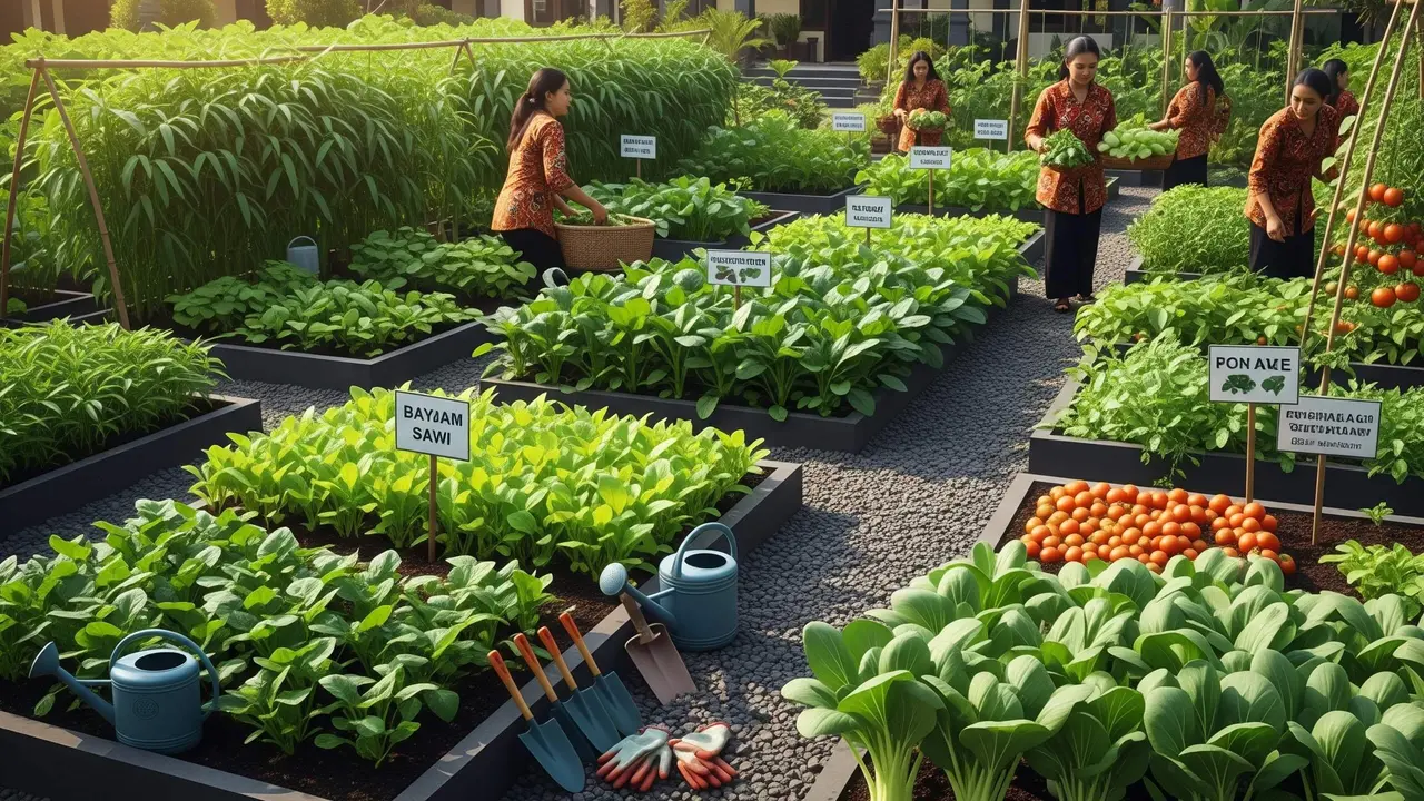 ide kebun sayur di balai desa untuk kebutuhan warga