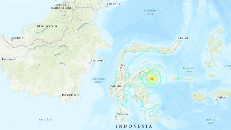 Gempa di Sulawesi Tengah 12 April 2019 berkekuatan magnitudo 6,8 menurut USGS