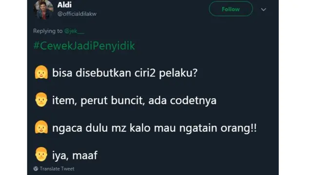 Gemas, 7 Cuitan Lucu Kalau Cewek Jadi Penyidik