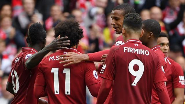 Para pemain Liverpool merayakan gol ke gawang Southampton di pekan keenam Liga Inggris 2018-2019