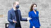 Kate Middleton menemani suaminya Pangeran William dalam tur mini di Skotlandia pada Senin, 24 Mei 2021. (JANE BARLOW / POOL / AFP)