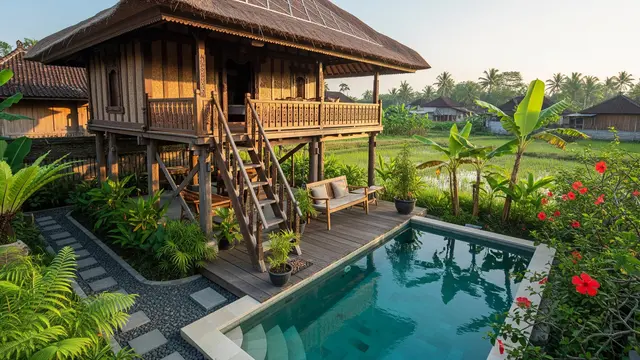 8 Inspirasi Desain Rumah Kampung Modern Plus Kolam Renang Ukuran 2x3 Meter