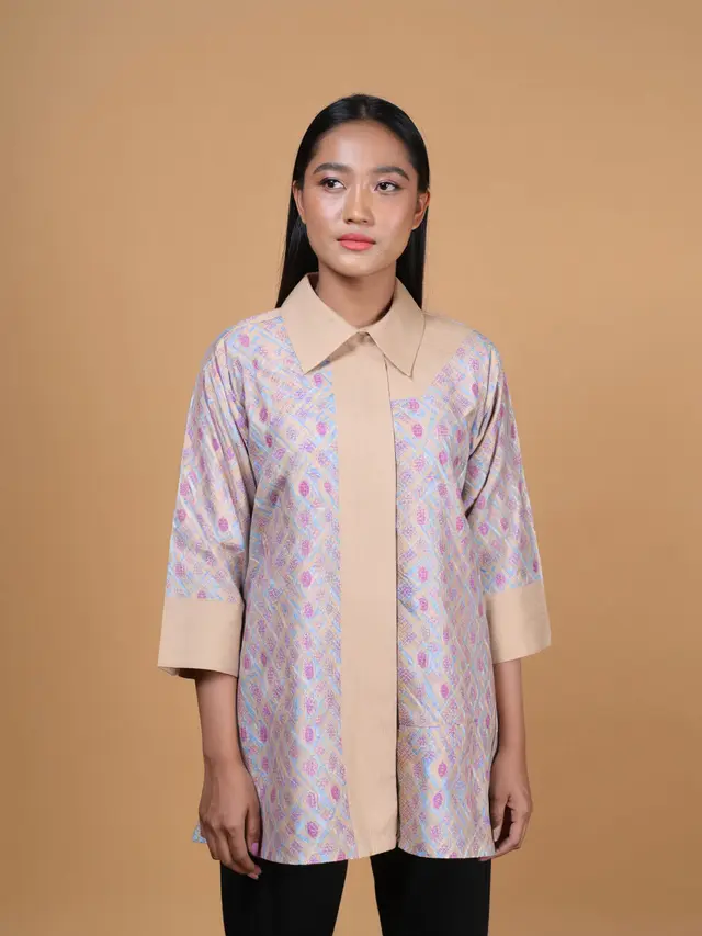 Tunik Batik Motif Parang Kombinasi Polos Warna Pastel 2025