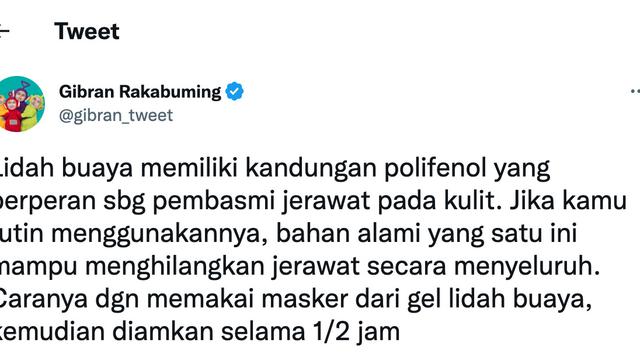 Tips kecantikan ala Gibran Rakabuming. (Foto: Dok. Twitter @gibran_tweet)