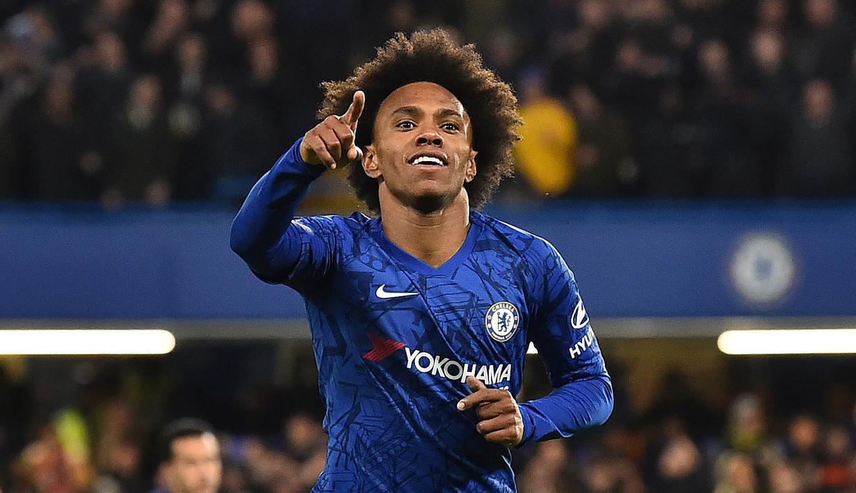 5. Willian - William menjadi andalan di lini serang Chelsea musim ini. Pemain 31 tahun asal Brasil ini menyumbangkan 9 gol dan 7 assist dari penampilannya di kompetisi Premier League. (AFP/Glyn Kirk)