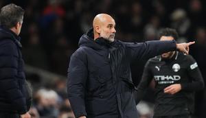 Pelatih Manchester City, Pep Guardiola, pada pertandingan Liga Inggris melawan Fulham di Craven Cottage, Rabu, 3 Desember 2025. (AP Photo/Kirsty Wigglesworth)