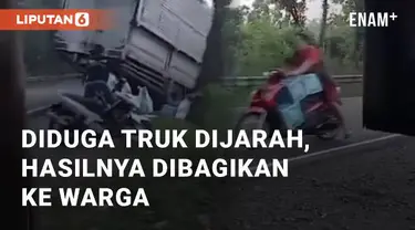 Sebuah truk di Sumedang mengalami kecelakaan di daerah Tomo, Sumedang. Aksi ini menimbulkan dugaan penjarahan muatan truk oleh warga sekitar