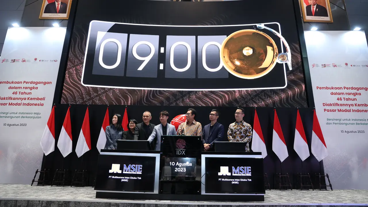 PT Multisarana Intan Eduka Tbk resmi melantai di Bursa Efek Indonesia (BEI) pada hari ini, Kamis 10 Agustus 2023. Saham perseroan diperdagangkan dengan kode MSIE.