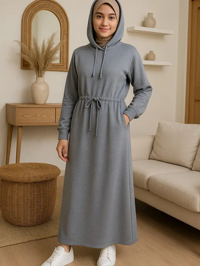 7 Model Gamis Tali Serut Pinggang yang Modis dan Nyaman, Cocok untuk Segala Aktivitas