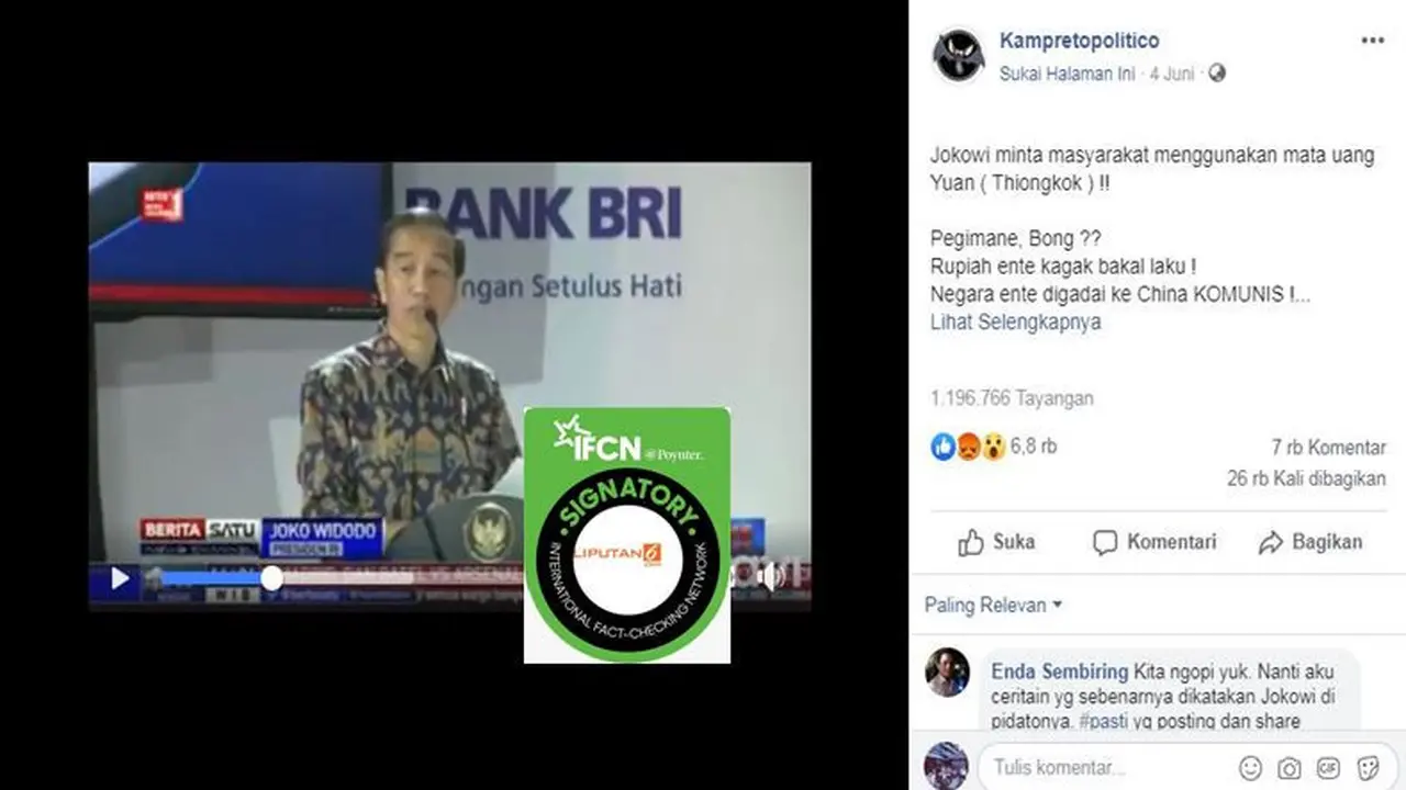 [Cek Fakta] Gambar Tangkapan Layar Video Pidato Jokowi