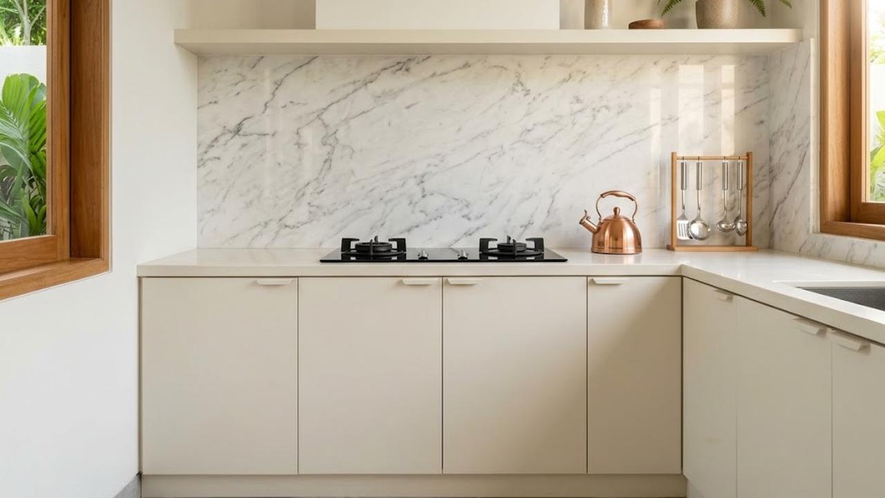 Backsplash Marmer dengan Finishing yang Tepat