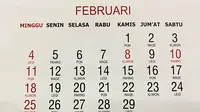 Kalender tahun kabisat yang Tahun tepat pada hari ini, Kamis (29/2/2024). Kabisat terakhir kita lewati pada 2020 saat pandemi Covid-19 tengah melanda seluruh dunia. (Liputan6.com/Devira Prastiwi)