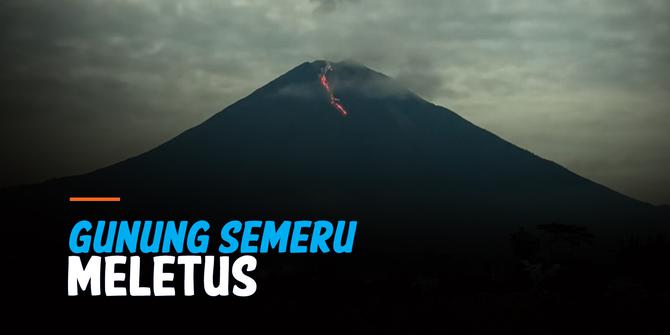 VIDEO: Letusan Gunung Semeru Disertai Luncuran Lava Pijar dan Hujan Abu