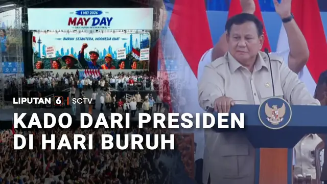Buruh Padati Monas, Prabowo Beri Kado Janji Kesejahteraan Pekerja