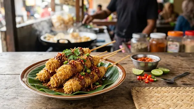 Resep Sate Telur Gulung Pedas/AI Generated