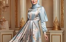 7 Model Gamis Silk Motif Kombinasi Polos untuk Ibu-Ibu Usia 50-an, Tampil Elegan di Segala Aktivitas