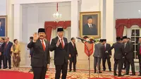 Presiden Joko Widodo atau Jokowi melantik Agus Harimurti Yudhoyono (AHY) menjadi Menteri Agraria Tata Ruang/Kepala Badan Pertanahan Nasional atau Menteri ATR/BPN. (Lizsa Egeham).