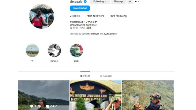 Penampakan Instagram Muhammad Fardhana