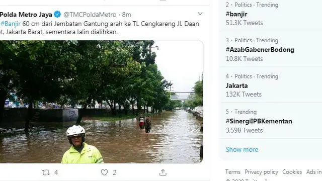 Banjir di kawasan Jembatan Gantung, Jakarta Barat