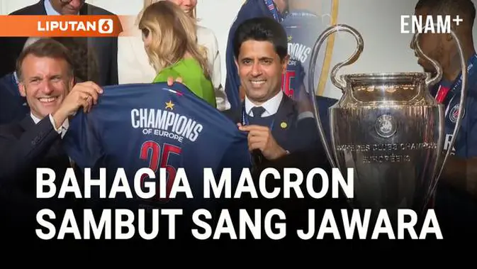 VIDEO: Macron Sambut PSG di Istana Elyse Usai Juara Liga Champions