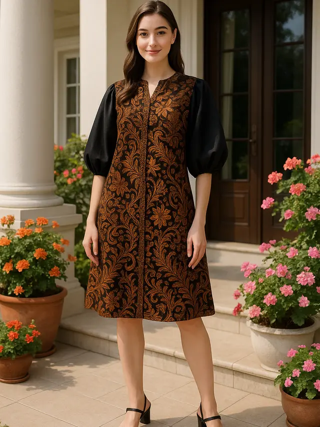 Model Baju Batik Kombinasi Kain Hitam