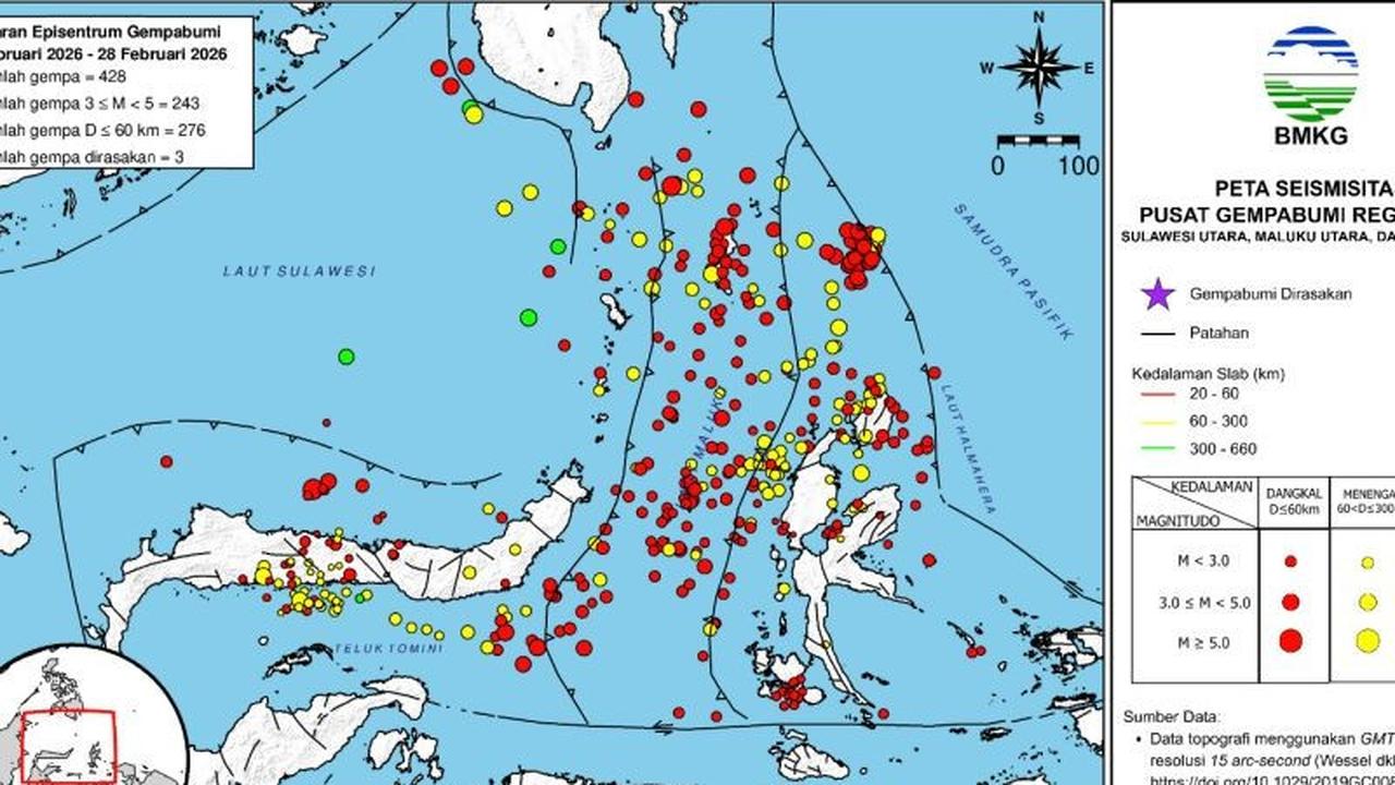 Dominasi Gempa Magnitudo 3-5 Guncang Sulawesi Utara Sepanjang Februari 2026: BMKG Imbau Waspada