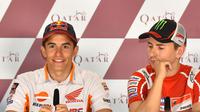Pebalap Repsol Honda, Marc Marquez, tak memasukkan Jorge Lorenzo dalam daftar tiga rival terberat pada saat ini. (EPA/Noushad Thekkayil)