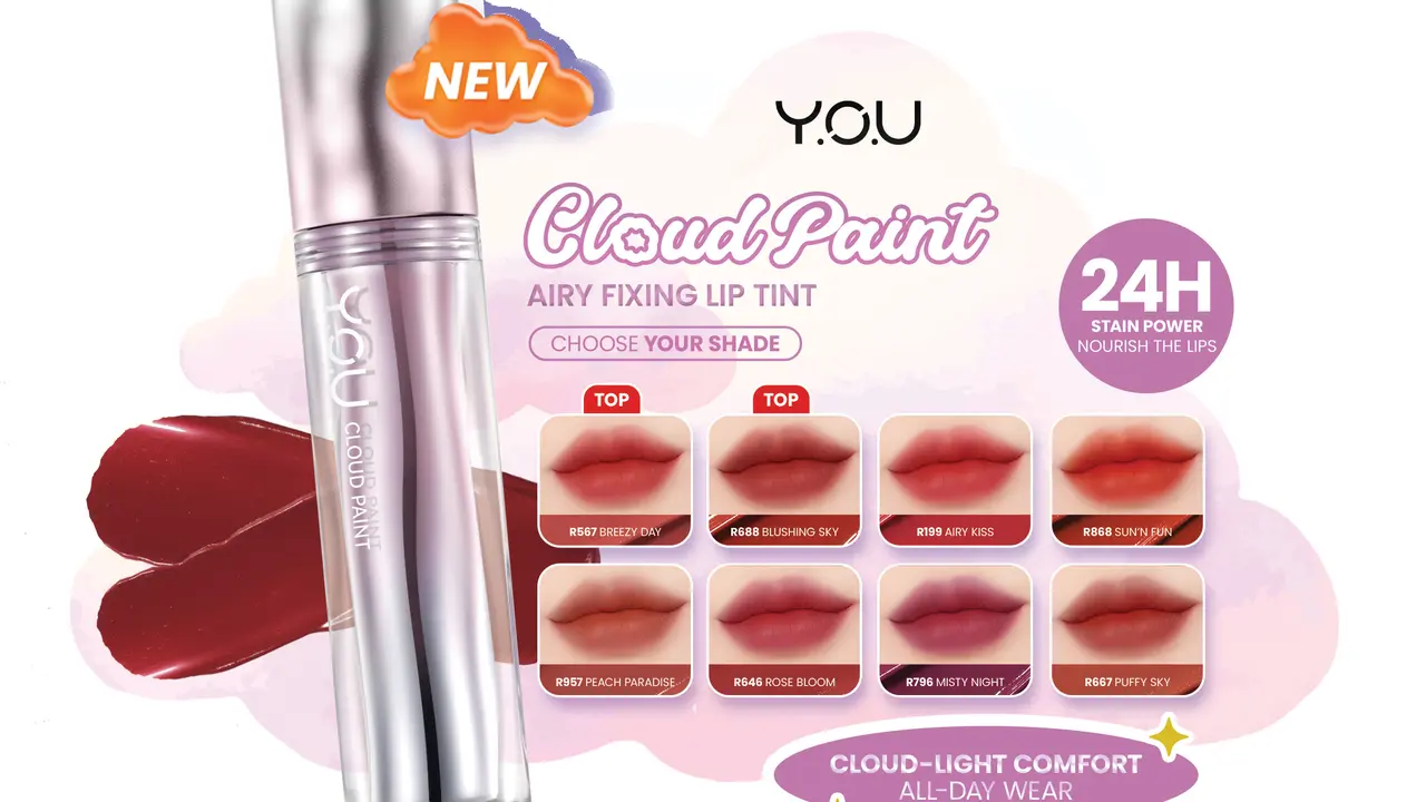 Y.O.U Cloud Paint Airy Fixing Lip Tint, Lip Tint Multifungsi untuk Bibir Sehat dan Tampilan Natural Sepanjang Hari