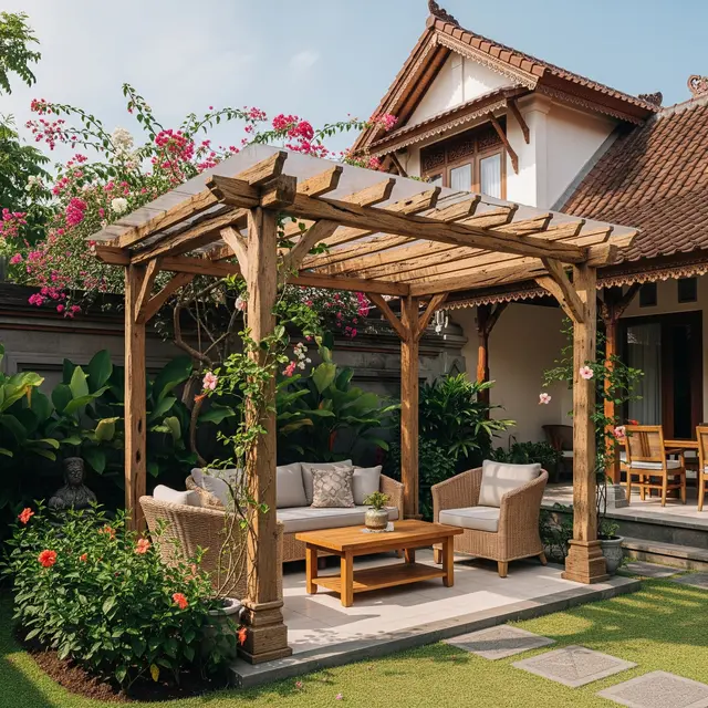 Model Pergola Kayu untuk Halaman Belakang