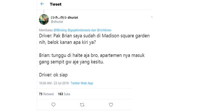 Imajinasi warganet soal Gojek Antarkan Makanan ke Rich Brian