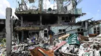 Kerusakan yang disebabkan oleh konflik berkepanjangan antara pemerintah Filipina dan kelompok pro ISIS di Pulau Mindanao (AFP/Ted Aljibe)