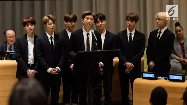 Boyband asal Korea Selatan, BTS, mencuri perhatian di sela-sela agenda Sidang Umum PBB di New York, Amerika Serikat, pada Senin 24 September.