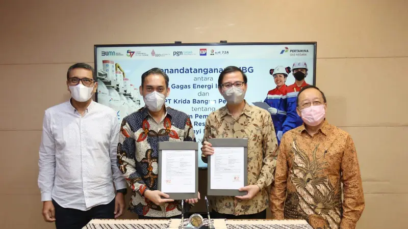 PT Gagas Energi Indonesia menyalurkan Gaslink untuk Rest Area KM 72A Tol Purbaleunyi, Kabupaten Karawang, Jawa Barat.  (Dok Pertamina)