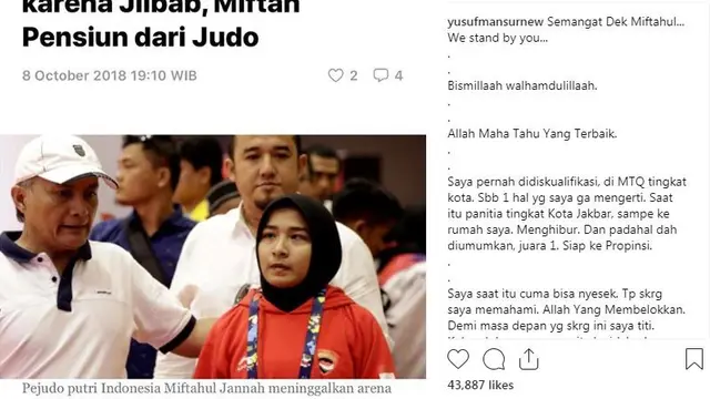Dukungan 5 Seleb Pada Miftahul Jannah, Atlet Judo Para Games yang Didiskualifikasi karena Hijab
