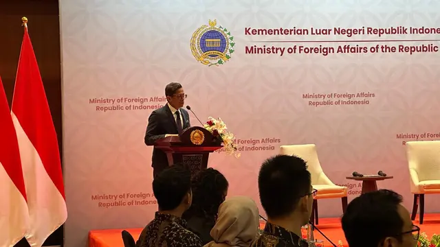 Wakil Menteri Luar Negeri RI Pahala Mansury dalam acara Global Human Capital Summit 2024: Global General Assembly di Jakarta, Rabu (21/8/2024). (Liputan6/Benedikta Miranti)